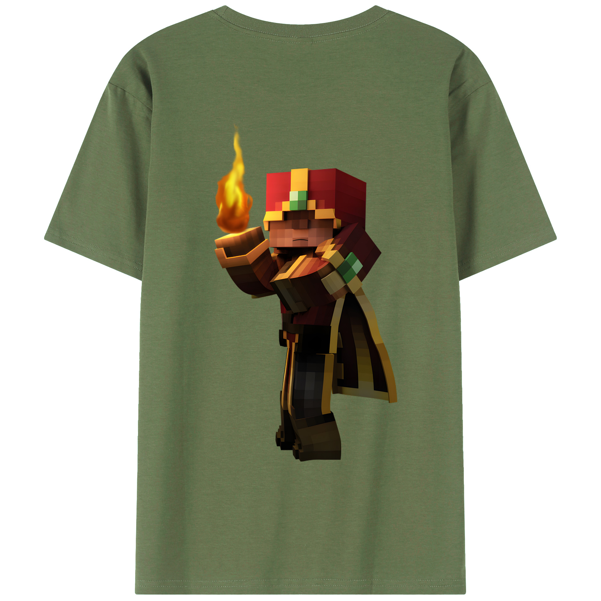 （画像用） マインクラフト ブロックの世界 Minecraft MC Block world 綿100％ メンズ半袖Tシャツ（バックプリント） 通気性